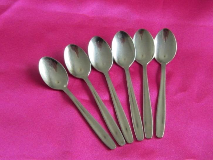 6 theelepel 11cm Gero Zilmeta quickstep 522., Huis en Inrichting, Keuken | Bestek, Gebruikt, Los bestek, Rvs of Chroom, Vaatwasserbestendig