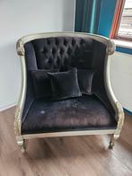 Barok Loveseat / 2-zitsbank Zwart Fluweel, Ophalen, Gebruikt, Tweepersoons, 75 tot 100 cm