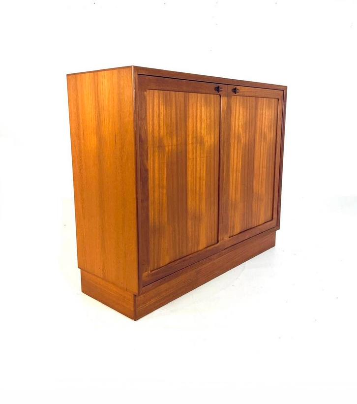 Vintage Deense teakhouten wandkast, Bramin ‘70, Huis en Inrichting, Kasten | Wandmeubels, Zo goed als nieuw, 100 tot 150 cm, Minder dan 150 cm
