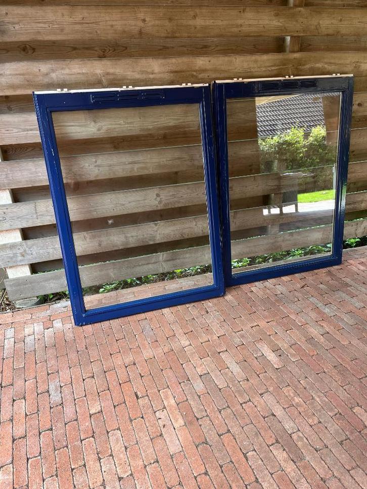 I.z.g.st.4 x hardhouten ramen met thermopane prijs per stuk, Doe-het-zelf en Verbouw, Glas en Ramen, Gebruikt, Gevelraam of Ruit