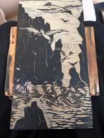 Linoleum snede: Vliegende Meeuwen, Ophalen of Verzenden