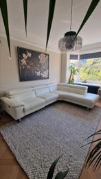 Wit Leren L Bank, Huis en Inrichting, Wit, 200 cm of meer, Ophalen of Verzenden, Zo goed als nieuw