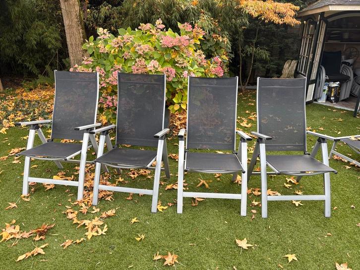 Set van 4 Sun Garden Tuinstoelen - Inklapbaar, Tuin en Terras, Tuinstoelen, Gebruikt, Aluminium, Inklapbaar, Ophalen