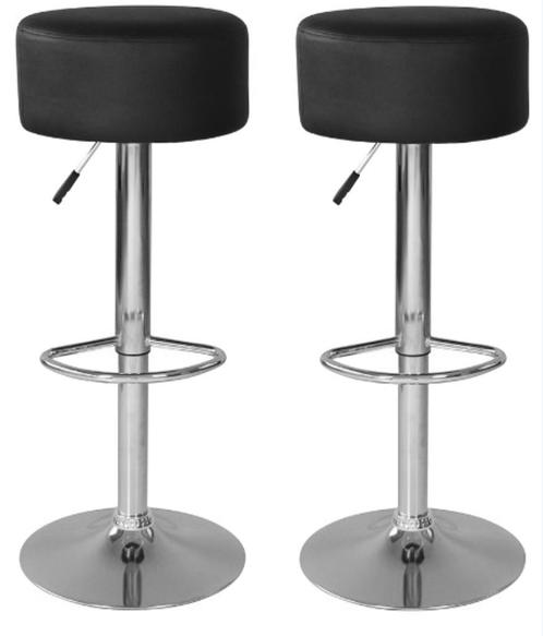 Elegante Barkrukken met Zwarte Zitting en Verstelbare Hoogte, Huis en Inrichting, Barkrukken, Nieuw, 60 tot 90 cm, Kunststof, 2 krukken