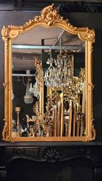 Prachtige antieke bladgouden Franse kuifspiegel.., Antiek en Kunst, Ophalen of Verzenden, Rechthoekig, 50 tot 100 cm