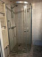 Halfronde kunststof douchedeuren en 2 glazen wandjes, Ophalen, Gebruikt, Met douche