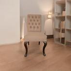 Eetkamerstoel in stof/capiton in de rug/Queen Ann voorpoten., Ophalen, Hout, Overige kleuren, Landelijk, Engels, Stijlvol