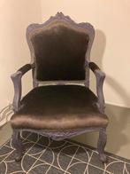 Prachtige antieke fauteuil stoel met grijs velours bekleed., Ophalen