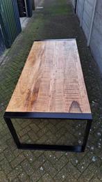 Mango houten eettafel in zeer nette staat met stalen frame, Ophalen, 200 cm of meer, 50 tot 100 cm, Zo goed als nieuw
