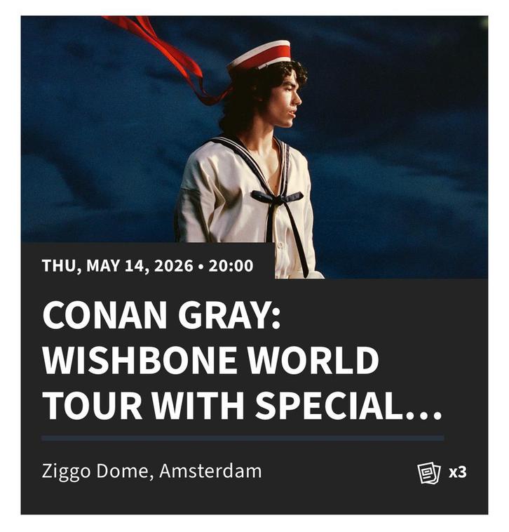 Conan Gray Wishbone World Tour Staanplaats 14 mei Ziggo Dome, Tickets en Kaartjes, Concerten | Pop, Eén persoon, Mei
