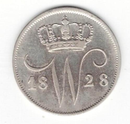 25-754 Nederland 10 cent 1828U, Postzegels en Munten, Munten | Nederland, Losse munt, 10 cent, Koning Willem I, Zilver, Verzenden