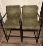 Twee stoere groene barkrukken, Huis en Inrichting, Barkrukken, Ophalen, 60 tot 90 cm, Zo goed als nieuw, Metaal