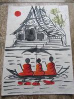 tekening  op soort stof     afm.14, bij 19,5  cm, Ophalen of Verzenden