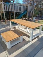 Eettafel en salontafel van prachtig steigerhout!, 50 tot 100 cm, Ophalen of Verzenden, Zo goed als nieuw, Vijf personen of meer