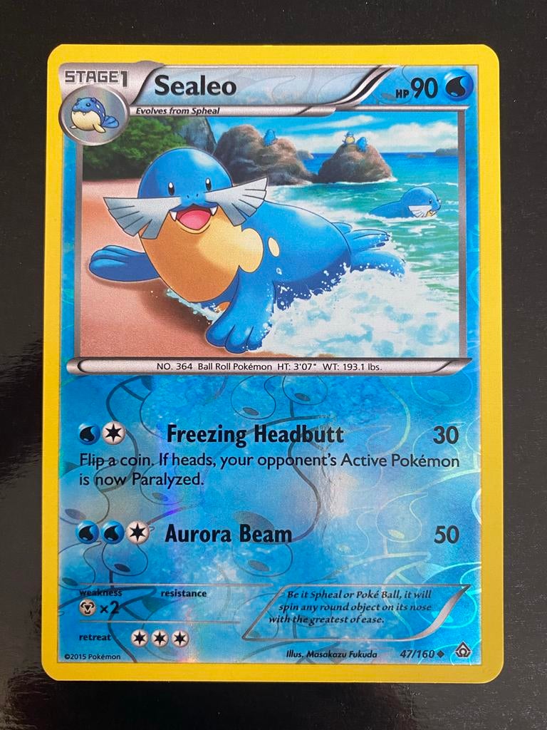 Sealeo 47/160 Rev. Holo Pokémon XY Primal Clash 2015, Ophalen of Verzenden, Zo goed als nieuw, Losse kaart, Foil