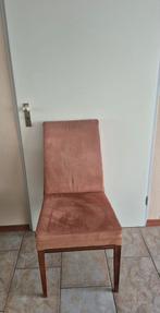 6 eettafel stoelen en salon tafel met glasplaat 101 x 101 cm, Ophalen, Gebruikt, Stof, Vijf, Zes of meer stoelen