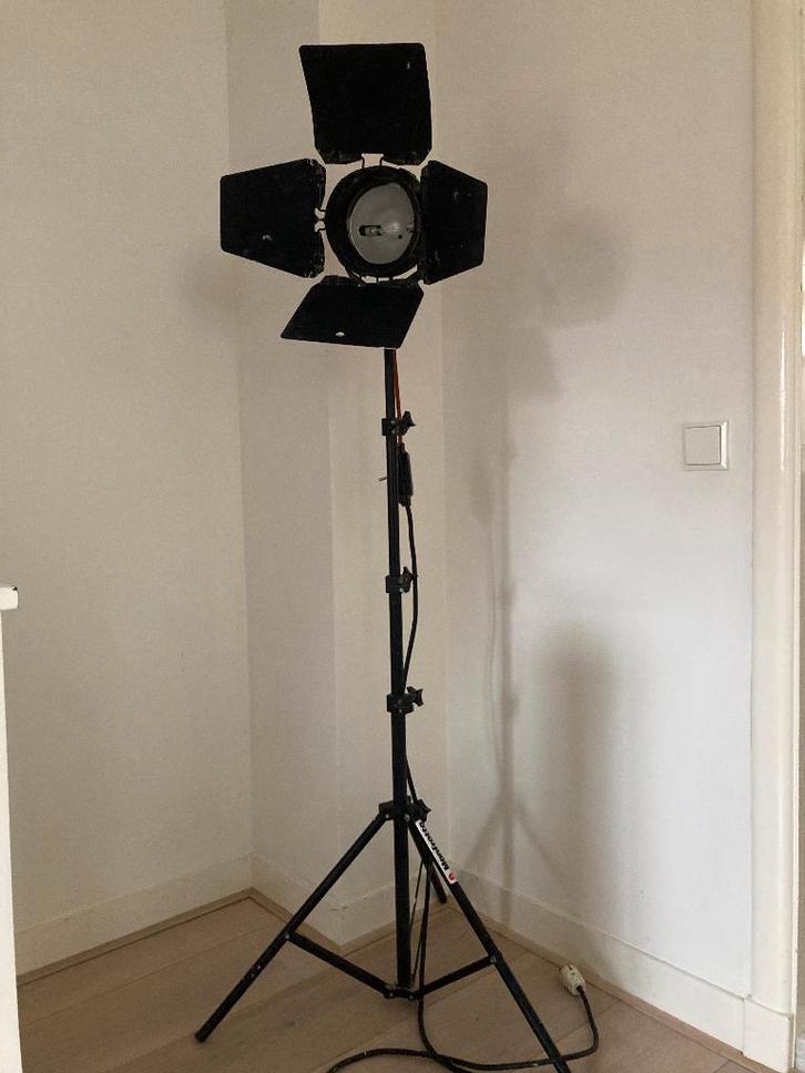 Vintage studiolamp (Ianiro Manfrotto), Huis en Inrichting, Lampen | Vloerlampen, Gebruikt, 150 tot 200 cm, Metaal, Ophalen