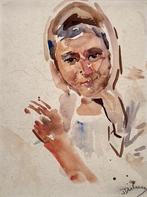 20. Aquarel, E.B. van Dulmen Krumpelman – portret, ca. 1950