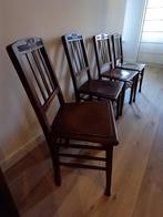 Vintage eetkamerstoelen, Huis en Inrichting, Stoelen, Ophalen, Gebruikt, Bruin, Vier