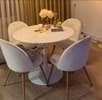 Witte ronde eettafel, Ophalen of Verzenden, Gebruikt, Rond, 100 tot 150 cm
