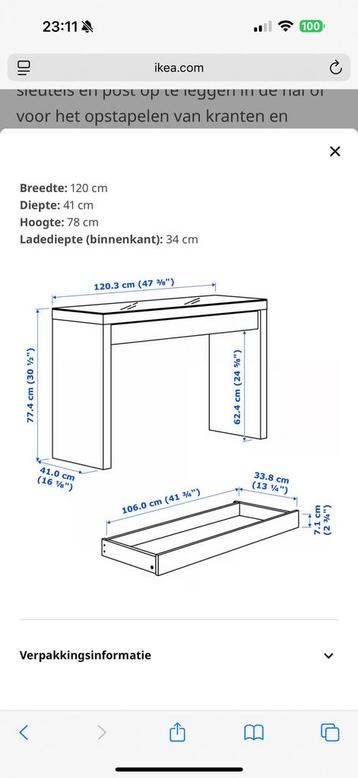 Ikea Malm Toilettafel met Glasplaat - afbeelding 4