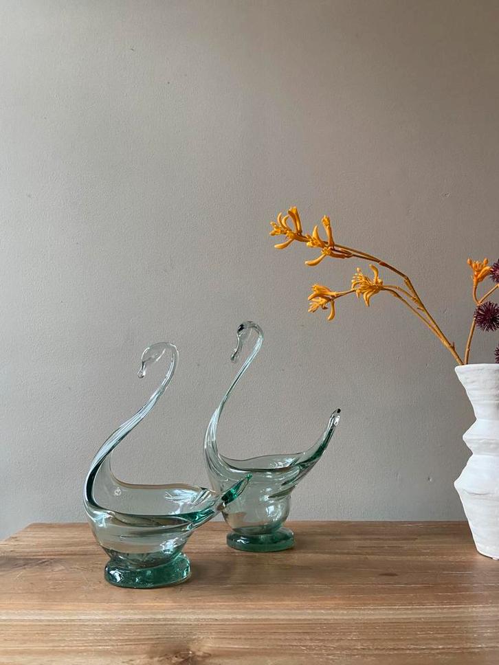 Murano Glas Zwanen Set - Mondgeblazen, Antiek en Kunst, Antiek | Glas en Kristal, Ophalen of Verzenden
