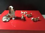 Miniatuur beeldjes bassethond met 4 pups, Ophalen of Verzenden, Nieuw, Hond of Kat, Beeldje of Figuurtje