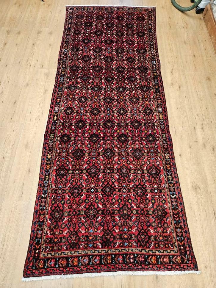 Vintage handgeknoopt perzisch tapijt loper 303x115, Huis en Inrichting, Stoffering | Tapijten en Kleden, Gebruikt, 100 tot 150 cm