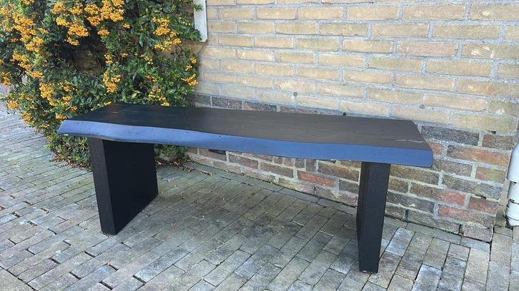 Zware boomstam bank, Tuin en Terras, Tuinbanken, Gebruikt, Hout, Ophalen
