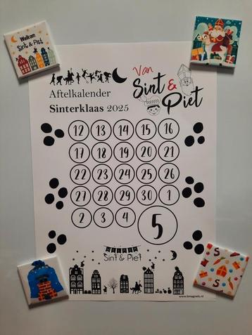 Aftelkalender sinterklaas 2025 met set van 4 fotomagmeten beschikbaar voor biedingen