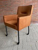 Eetkamer stoel Eco leer kleur Cognac  wielen voorraad actie, Overige kleuren, Verzenden, Nieuw, Metaal
