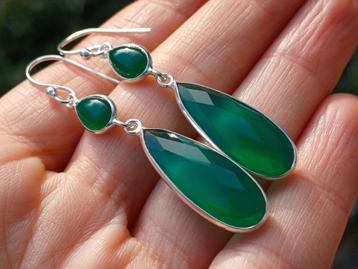 Vanoli 925 zilveren design oorbellen met groene agaat beschikbaar voor biedingen
