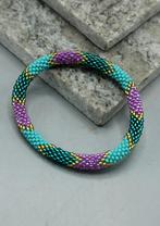 Glaskralen armband - groen, goud en meerkleurig - RB330, Overige materialen, Overige kleuren, Verzenden, Nieuw