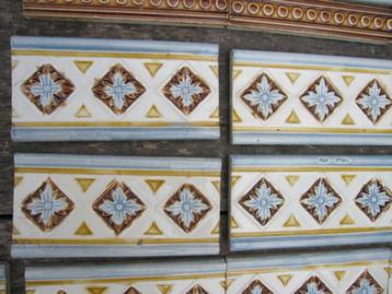 12 Art nouveau wandtegels 7,5x15cm grijsblauwe bies beschikbaar voor biedingen