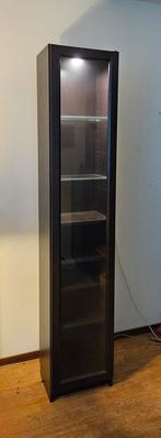 IKEA BILLY Vitrine versie met lampje Donker bruin, Ophalen, 200 cm of meer, 25 tot 50 cm, Glas