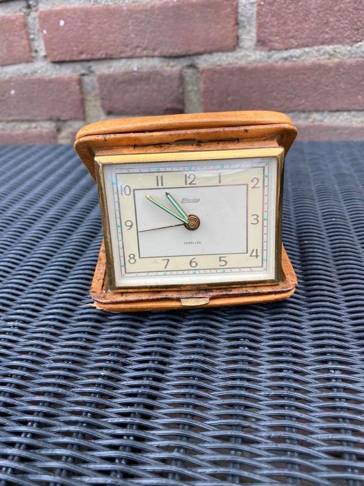 Vintage reiswekker, jaren 60, merk 'Blessing' uit Duitsland., Antiek en Kunst, Antiek | Klokken, Ophalen of Verzenden