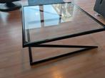 Vintage Harvink "Z" salontafel 80's tafel 96x96cm, Ophalen, 100 tot 150 cm, 50 tot 100 cm, Glas