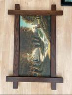 Schilderij met herten in boslandschap in houten lijst, Ophalen