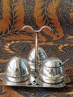 Oud silverplate peper, zout en mosterd uit Engeland 10 cm.