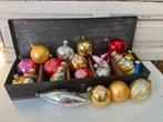 Lot glazen kerstballen kerstman klokje geel rood roze zilver, Diversen, Kerst, Gebruikt, Ophalen of Verzenden