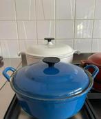 Le Creuset braadpan pan gietijzer blauw 24 cm., Huis en Inrichting, Keuken | Potten en Pannen, Gebruikt, Pannenset, Ophalen of Verzenden
