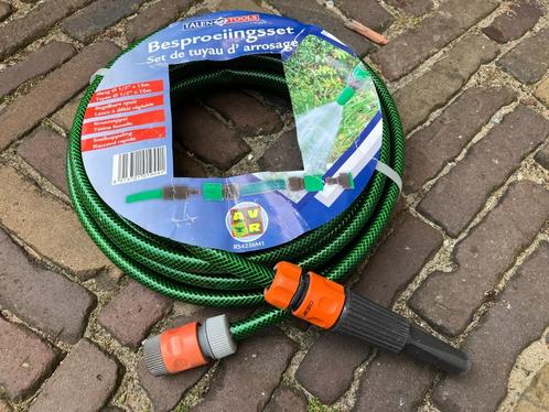 Tuinslang groen 15 meter met spuitpistool + aansluitingen, Tuin en Terras, Tuinslangen, Nieuw, Tuinslang, Ophalen of Verzenden