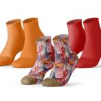 Oilpaint flower - maat 36-42 - 1 print, 2 effen sokken, Sokken en Kniesokken, Overige kleuren, Maat 35 t/m 38, Nieuw