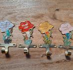 Messing wandhaak / kapstokhaak Roos (set van 4), Ophalen of Verzenden, Zo goed als nieuw, Wandhaken, Minder dan 100 cm