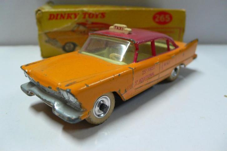plymouth u.s.a. taxi - dinky toys #265 org. lak/doosje, Hobby en Vrije tijd, Modelauto's | 1:43, Gebruikt, Auto, Dinky Toys, Verzenden