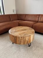 Salontafel Leen Bakker mangohout, Huis en Inrichting, Ophalen, 100 tot 150 cm, Rond, 50 tot 100 cm