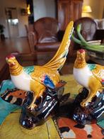 Franse brocante barbotine beeld set vogels fazanten Pasen, Ophalen of Verzenden