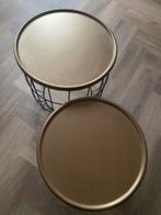 Nieuw 2 bijzettafels zwart goud metaal bijzettafel rond, 45 tot 60 cm, Minder dan 55 cm, Metaal of Aluminium, Rond