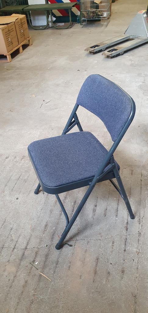 klapstoelen met textielzitting, ex US Army, Huis en Inrichting, Stoelen, Gebruikt, Vijf, Zes of meer stoelen, Metaal, Stof, Blauw