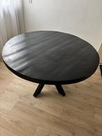 Ronde zwarte eettafel met stalen poot, Huis en Inrichting, Tafels | Eettafels, Ophalen, Gebruikt, Vier personen, Rond
